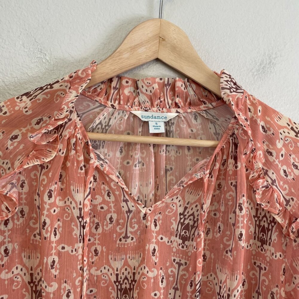 Sundance Womens Small‎ Madeleine Sweet Peasant Boho Blouse Long Sleeve Sheer Top - Picture 11 of 13